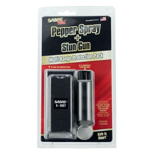 Sabre S7BHCBK Multi-Range Protection Pack  Rechargeable Stun Gun with Flashlight, Pepper Spray Black Sabre S7BHCBK Multi-Range Protection Pack  Rechargeable Stun Gun with Flashlight, Pepper Spray Black