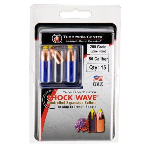 T/C Accessories 17008238 Shock Wave Controlled Expansion Mag Express Sabot 50 Black Powder Spire Point 200 GR 15 Box T/C Accessories 17008238 Shock Wave Controlled Expansion Mag Express Sabot 50 Black Powder Spire Point 200 GR 15 Box