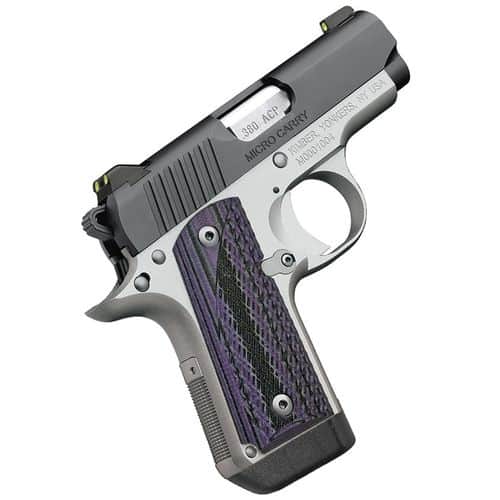 Kimber America Micro Carry Advocate .380 ACP Pistol Purple and Black Grips Kimber America Micro Carry Advocate .380 ACP Pistol Purple and Black Grips