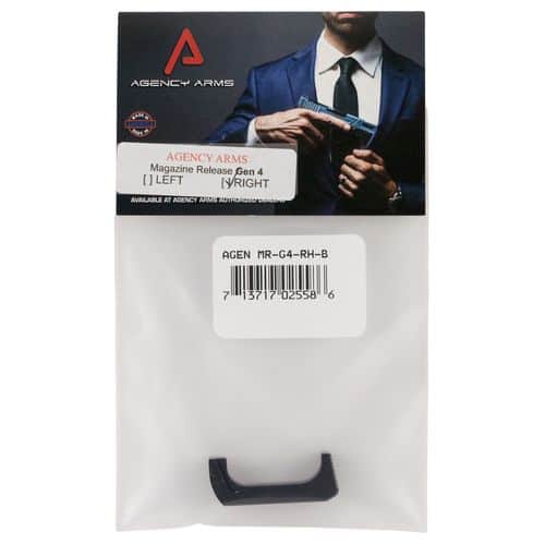Agency Arms MR-G4-RH-B Magazine Release fits Glock Gen4 Black Hardcoat Anodized 6061-T6 Aluminum Agency Arms MR-G4-RH-B Magazine Release fits Glock Gen4 Black Hardcoat Anodized 6061-T6 Aluminum