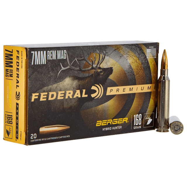 Federal PR7BCH1 Premium Berger Hybrid Hunter 7mm Rem Mag 168 gr Berger Hybrid Hunter 20 Bx/ 10 Cs Federal PR7BCH1 Premium Berger Hybrid Hunter 7mm Rem Mag 168 gr Berger Hybrid Hunter 20 Bx/ 10 Cs