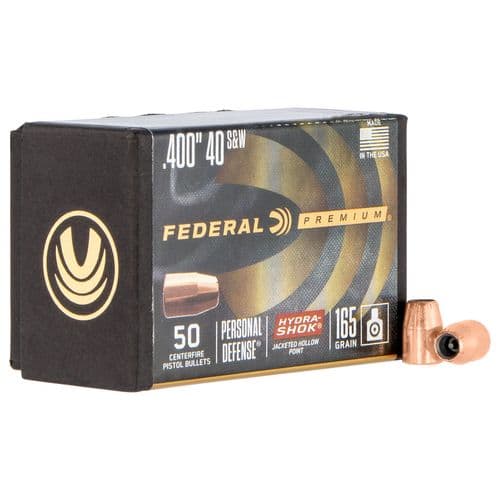 Federal PB40HS165 Hydra-Shok Component 10mm/40 S&W .400 165 GR Jacketed Hollow Point 50 Box Federal PB40HS165 Hydra-Shok Component 10mm/40 S&W .400 165 GR Jacketed Hollow Point 50 Box