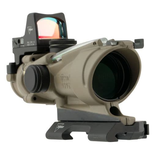Trijicon 100554 ACOG with RMR Type 2 4x 32mm Obj 36.8 ft @ 100 yds FOV Flat Dark Earth Finish Illuminated Green Crosshair 223 Trijicon 100554 ACOG with RMR Type 2 4x 32mm Obj 36.8 ft @ 100 yds FOV Flat Dark Earth Finish Illuminated Green Crosshair 223