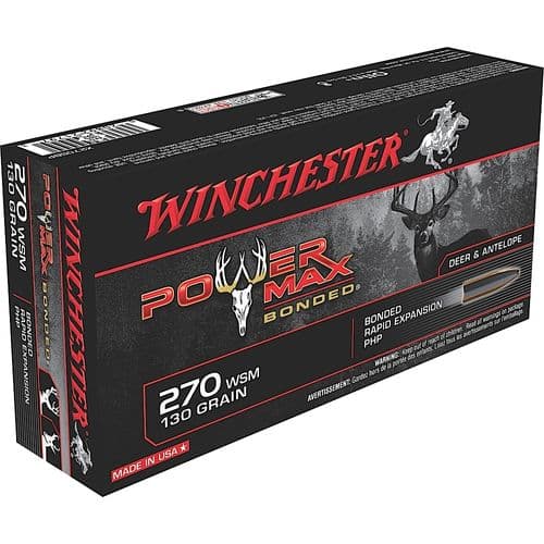 Winchester Ammo X270SBP Power Max Bonded 270 WSM 130 gr Protected Hollow Point 20 Bx/ 10 Cs Winchester Ammo X270SBP Power Max Bonded 270 WSM 130 gr Protected Hollow Point 20 Bx/ 10 Cs