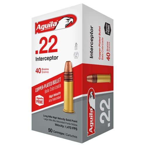 Aguila 1B222320 Special Interceptor 22 LR 40 gr Copper-Plated Solid Point 50 Bx/ 100 Cs Aguila 1B222320 Special Interceptor 22 LR 40 gr Copper-Plated Solid Point 50 Bx/ 100 Cs