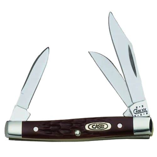 Case 00081 Stockman Small 2"/1.5"/1.49" Folding Clip/Sheepfoot/Pen Plain As-Ground Stainless Steel Blade/ Brown Jigged Synthetic Handle Case 00081 Stockman Small 2"/1.5"/1.49" Folding Clip/Sheepfoot/Pen Plain As-Ground Stainless Steel Blade/ Brown Jigged Synthetic Handle