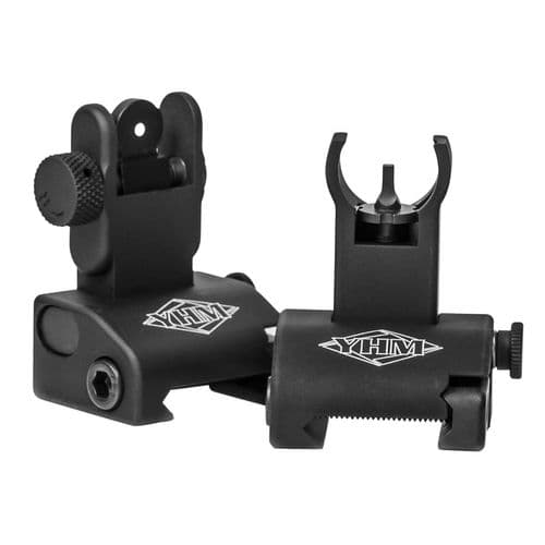 YHM 5040H Quick Deploy Folding Sight Same Plane Hooded Stem Aluminum Black YHM 5040H Quick Deploy Folding Sight Same Plane Hooded Stem Aluminum Black