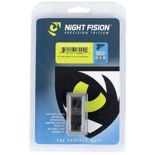 Night Fision SAW202003OGW Night Sight Set Square S&W M&P Shield Green Tritium w/Orange Outline Tritium Green w/White Outline Black Night Fision SAW202003OGW Night Sight Set Square S&W M&P Shield Green Tritium w/Orange Outline Tritium Green w/White Outline Black
