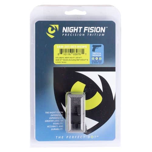 Night Fision SAW201003WGW Night Sight Set Square S&W M&P/SD9 VE/SD40 VE Green Tritium w/White Outline Tritium Green w/White Outline Black Night Fision SAW201003WGW Night Sight Set Square S&W M&P/SD9 VE/SD40 VE Green Tritium w/White Outline Tritium Green w/White Outline Black
