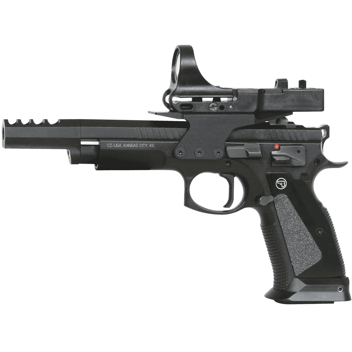 CZ 75 Czechmate 9mm W/ C-More red dot sight Compensated Semi Automatic Pistol CZ 75 Czechmate 9mm W/ C-More red dot sight Compensated Semi Automatic Pistol