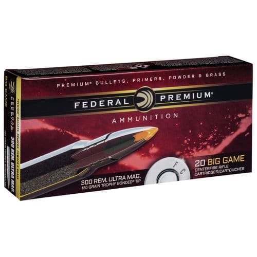 Federal P300RUMTT1 Premium 300 RUM 180 gr Trophy Bonded Tip 20 Bx/ 10 Cs Federal P300RUMTT1 Premium 300 RUM 180 gr Trophy Bonded Tip 20 Bx/ 10 Cs