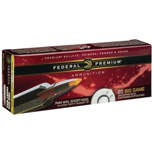Federal P7WSMTT2 Premium 7mm WSM 140 gr Trophy Bonded Tip 20 Bx/ 10 Cs Federal P7WSMTT2 Premium 7mm WSM 140 gr Trophy Bonded Tip 20 Bx/ 10 Cs