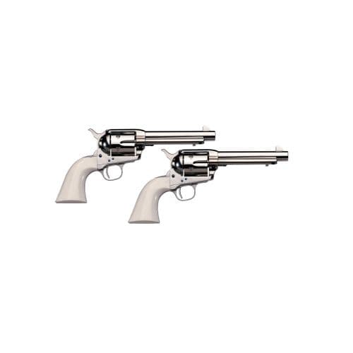 A. Uberti 1873 Cattleman Cody NM Nickel, Ivory Style Grip .45 Colt Single Action Revolver 5.5" Barrel Matching Set A. Uberti 1873 Cattleman Cody NM Nickel, Ivory Style Grip .45 Colt Single Action Revolver 5.5" Barrel Matching Set