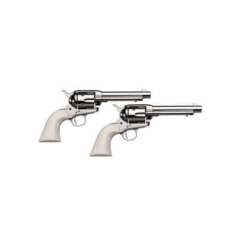 A. Uberti 1873 Cattleman Cody NM Nickel, Ivory Style Grip .45 Colt Single Action Revolver 5.5" Barrel Matching Set A. Uberti 1873 Cattleman Cody NM Nickel, Ivory Style Grip .45 Colt Single Action Revolver 5.5" Barrel Matching Set
