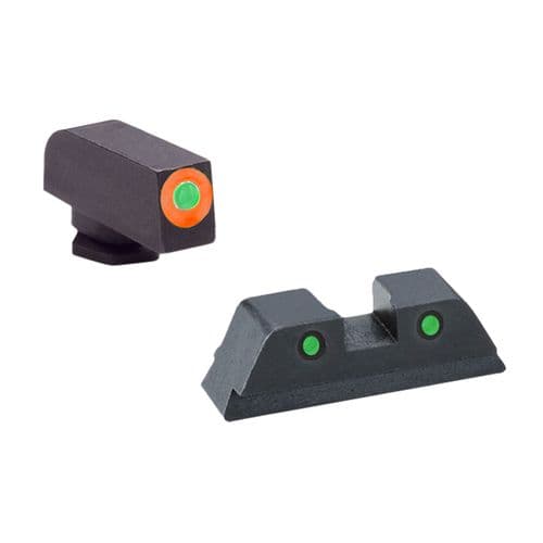 AmeriGlo GL450 Spartan Operator Fits Glock 42/43 Tritium Green w/Orange Outline Front Tritium Green w/Black Outline Rear AmeriGlo GL450 Spartan Operator Fits Glock 42/43 Tritium Green w/Orange Outline Front Tritium Green w/Black Outline Rear