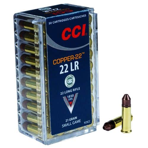 CCI 925CC Copper-22 22 LR 21 gr Copper Hollow Point 50 Bx/ 100 Cs CCI 925CC Copper-22 22 LR 21 gr Copper Hollow Point 50 Bx/ 100 Cs