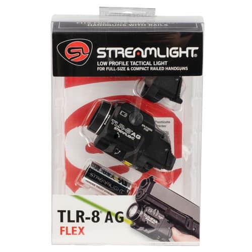 Streamlight 69434 TLR-8 A with Green Laser Clear LED 500 Lumens CR123A Lithium Battery Black Aluminum High/Low Switch Streamlight 69434 TLR-8 A with Green Laser Clear LED 500 Lumens CR123A Lithium Battery Black Aluminum High/Low Switch
