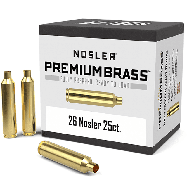 Nosler Premium Brass Unprimed Cases, 26 Nosler 25/Box - 10140 Nosler Premium Brass Unprimed Cases, 26 Nosler 25/Box - 10140
