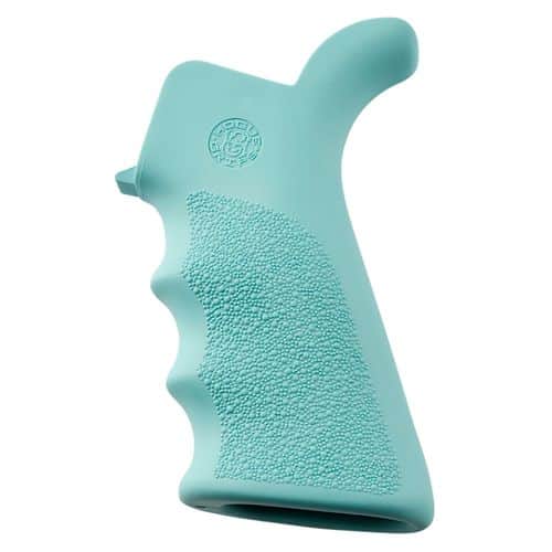 Hogue 13024 Rubber Grip Beavertail with Finger Grooves AR-15 Textured Aqua Blue Hogue 13024 Rubber Grip Beavertail with Finger Grooves AR-15 Textured Aqua Blue