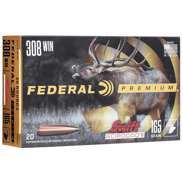 Federal P308SS1 Premium 308 Win 165 gr Swift Scirocco II 20 Bx/ 10 Cs Federal P308SS1 Premium 308 Win 165 gr Swift Scirocco II 20 Bx/ 10 Cs