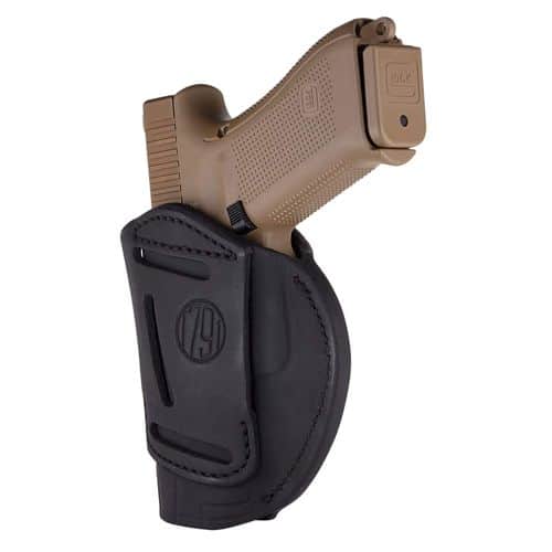 1791 Gunleather 4WH5SBLR 4-Way IWB/OWB 05 Stealth Black Leather Belt Clip Fits S&W M&P/Springfield XD/Glock 17/HK VP9 1791 Gunleather 4WH5SBLR 4-Way IWB/OWB 05 Stealth Black Leather Belt Clip Fits S&W M&P/Springfield XD/Glock 17/HK VP9