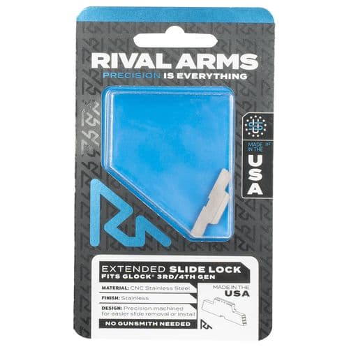 Rival Arms RA80G001D Slide Lock Compatible With Glock Gen 3-4 Extended Stainless Steel Rival Arms RA80G001D Slide Lock Compatible With Glock Gen 3-4 Extended Stainless Steel