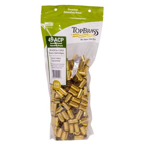 TOP BRASS LLC 7B045ACPCY-250 Premium Reconditioned Unprimed 45 ACP Brass 250 TOP BRASS LLC 7B045ACPCY-250 Premium Reconditioned Unprimed 45 ACP Brass 250