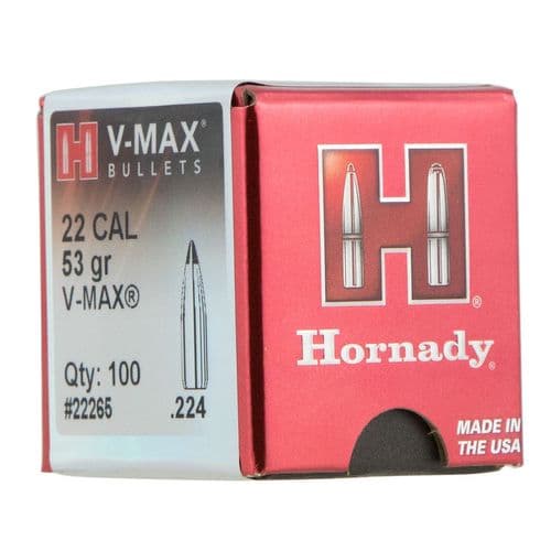 Hornady 22265 V-Max .22 Cal .224 53 gr V-Max 100 Hornady 22265 V-Max .22 Cal .224 53 gr V-Max 100
