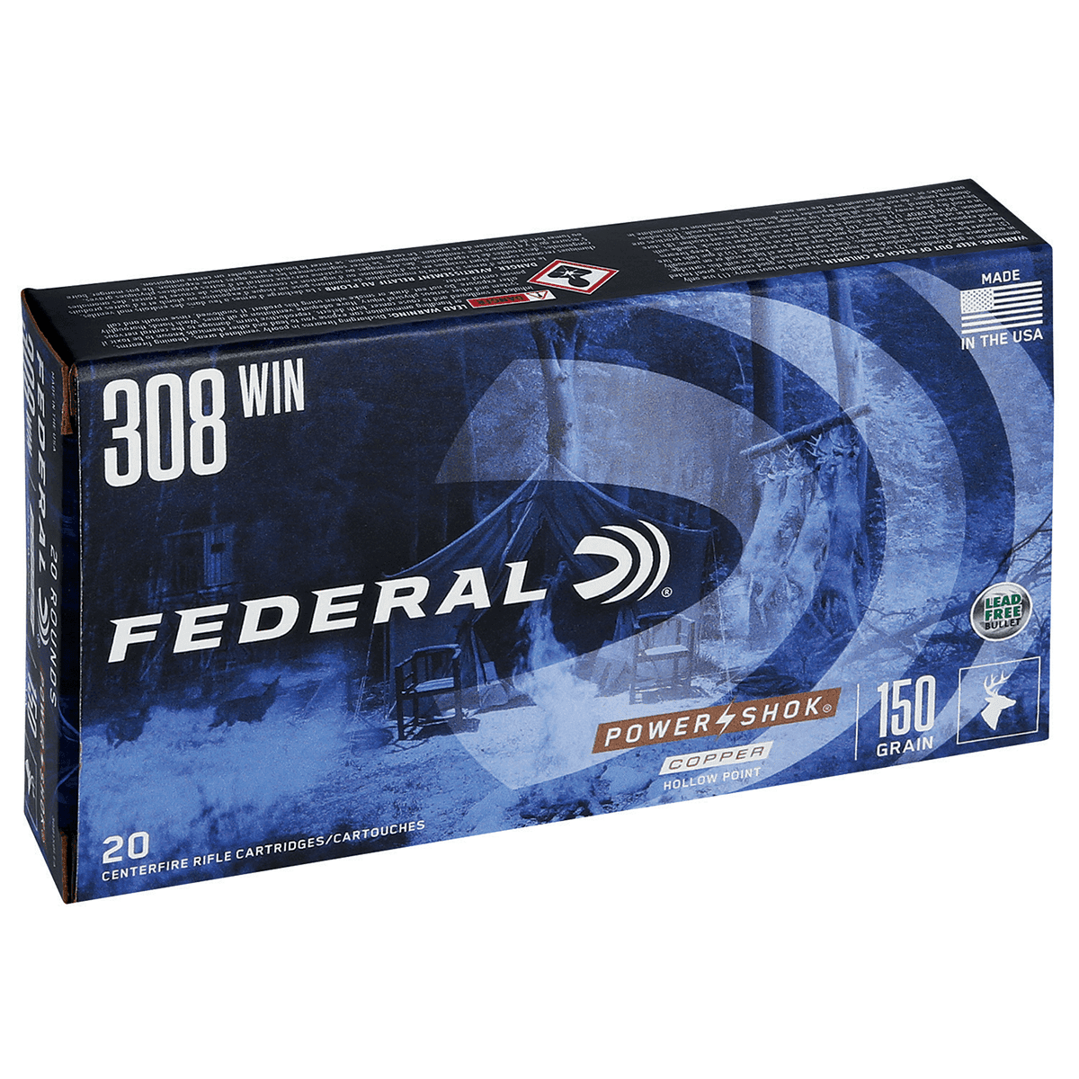Federal 308150LFA Power-Shok 308 Win 150 gr Copper Hollow Point 20 Bx/ 10 Cs Federal 308150LFA Power-Shok 308 Win 150 gr Copper Hollow Point 20 Bx/ 10 Cs