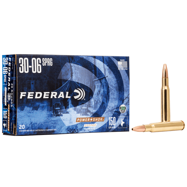 Federal Power-Shok 30-06 Springfield 150 gr Solid Copper Hollow Point Hunting Ammo Federal Power-Shok 30-06 Springfield 150 gr Solid Copper Hollow Point Hunting Ammo