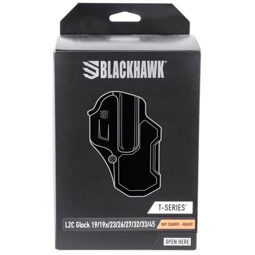 Blackhawk 410701BKR T-Series L2C Non-Light Bearing OWB Black Polymer Belt Clip Compatible w/Glock 19/23/26/27/32/33/45 Right Hand Blackhawk 410701BKR T-Series L2C Non-Light Bearing OWB Black Polymer Belt Clip Compatible w/Glock 19/23/26/27/32/33/45 Right Hand