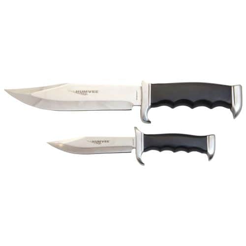 Humvee Accessories HMVBC02BK Bowie Knife Combo Set 2 Stainless Steel Fixed Black Pakawood Humvee Accessories HMVBC02BK Bowie Knife Combo Set 2 Stainless Steel Fixed Black Pakawood