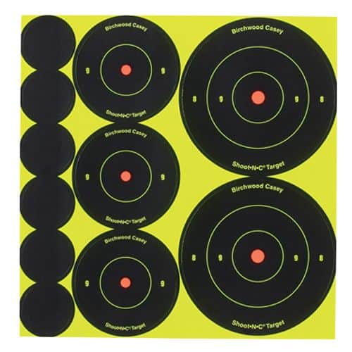 Birchwood Casey 34608 Shoot-N-C Variety Pack Self-Adhesive Paper Bullseye Black/Red 132 Targets Birchwood Casey 34608 Shoot-N-C Variety Pack Self-Adhesive Paper Bullseye Black/Red 132 Targets