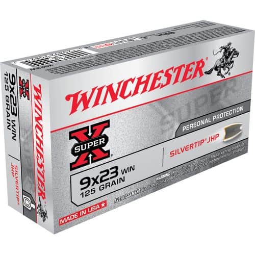 Winchester Ammo X923W Super-X 9x23 Win 125 gr Silvertip Hollow Point 50 Bx/ 10 Cs Winchester Ammo X923W Super-X 9x23 Win 125 gr Silvertip Hollow Point 50 Bx/ 10 Cs