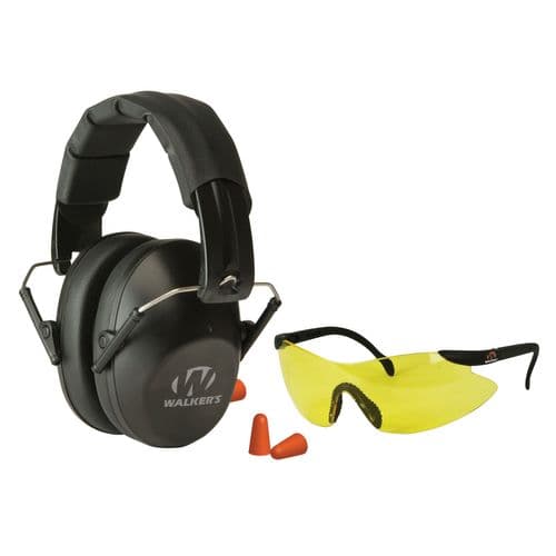 Walkers GWPFPM1GFP Passive Pro Safety Combo Kit Earmuff/Plugs/Glasses 31 db Black Walkers GWPFPM1GFP Passive Pro Safety Combo Kit Earmuff/Plugs/Glasses 31 db Black