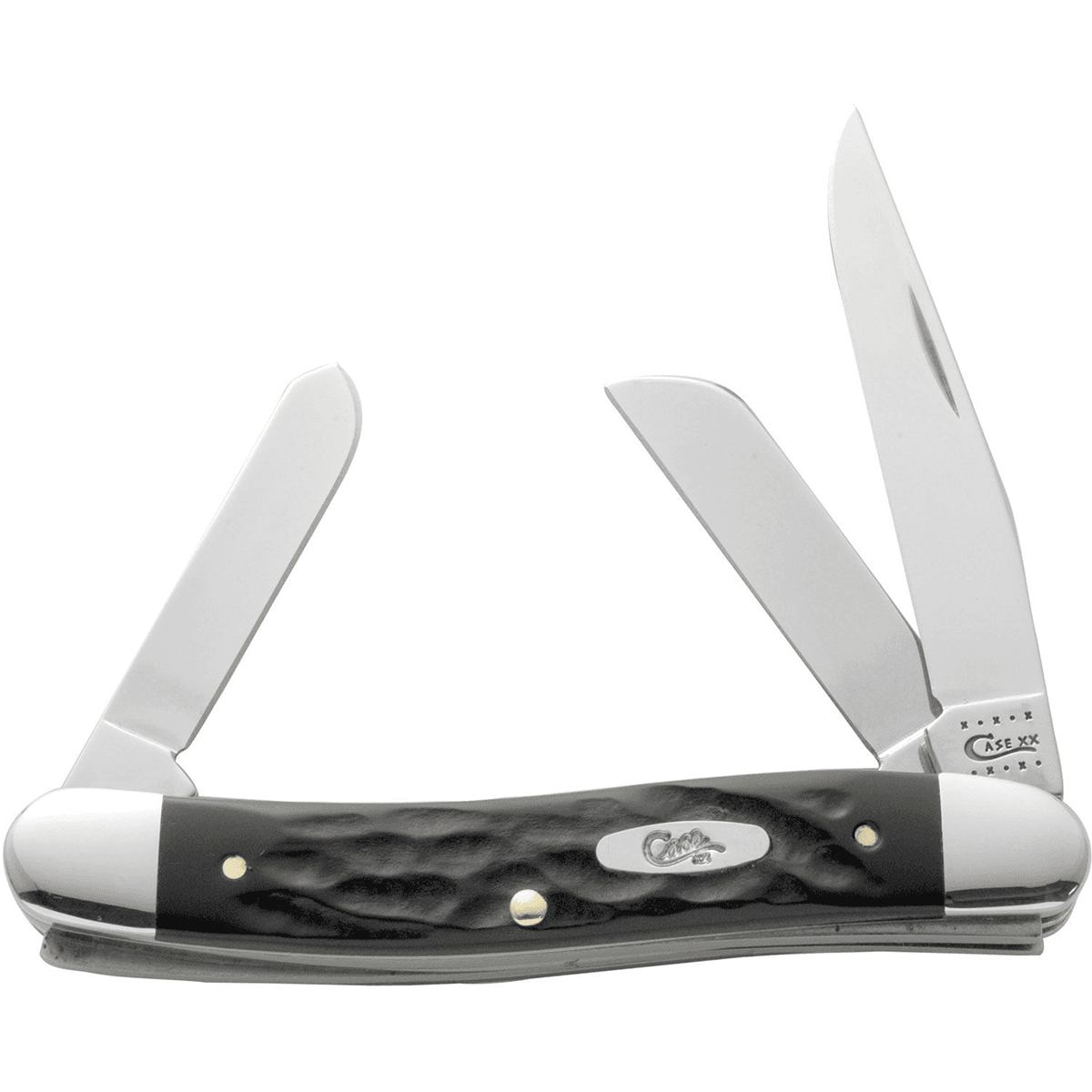 Case 18222 Stockman Medium Folding, 2.57"/1.88"/1.71" Clip Point/Sheepsfoot/Spey Plain Mirror Polished Tru-Sharp SS Blade, Rough Black Jigged Synthetic Handle Case 18222 Stockman Medium Folding, 2.57"/1.88"/1.71" Clip Point/Sheepsfoot/Spey Plain Mirror Polished Tru-Sharp SS Blade, Rough Black Jigged Synthetic Handle