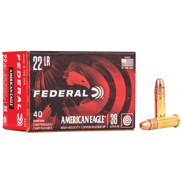 Federal AE22 American Eagle 22 LR 38 gr Jacket Hollow Point 40 Per Box Federal AE22 American Eagle 22 LR 38 gr Jacket Hollow Point 40 Per Box