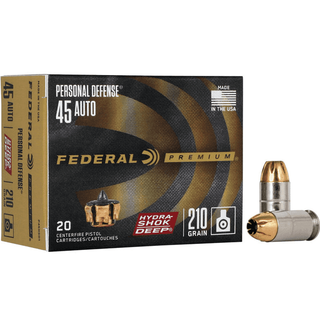Federal Premium Personal Defense 45 ACP 210 gr Hydra-Shok Deep Hollow Point Handgun Ammo Federal Premium Personal Defense 45 ACP 210 gr Hydra-Shok Deep Hollow Point Handgun Ammo