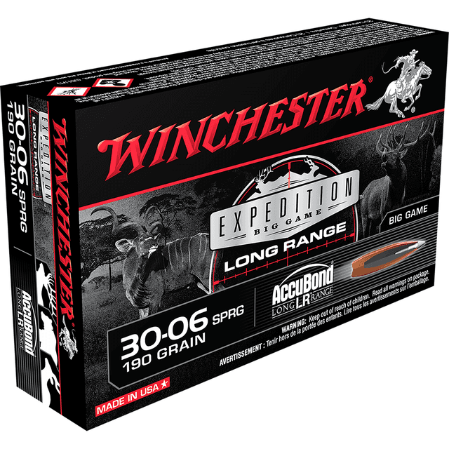 Winchester Ammo S3006LR Expedition Big Game Long Range 30 06 Springfield 190 gr Nosler AccuBond Long Range 20 Per Box Winchester Ammo S3006LR Expedition Big Game Long Range 30 06 Springfield 190 gr Nosler AccuBond Long Range 20 Per Box