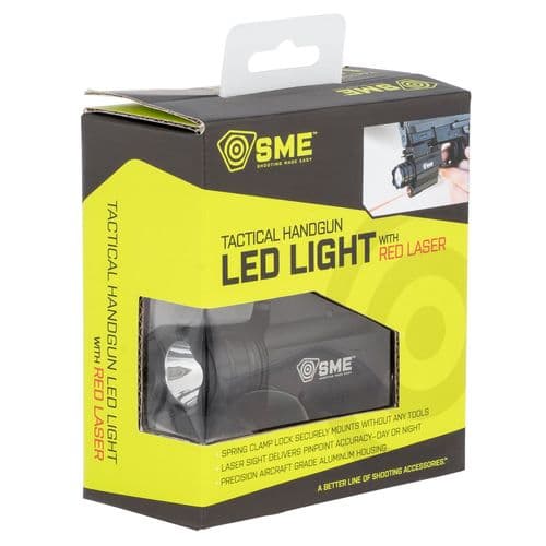 SME SME-WLLP Tactical Handgun Light White Cree LED 250 Lumens CR-123 Battery Black Aluminum with Red Laser SME SME-WLLP Tactical Handgun Light White Cree LED 250 Lumens CR-123 Battery Black Aluminum with Red Laser