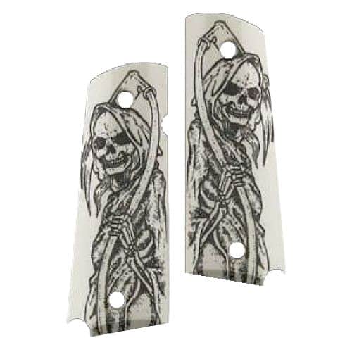 Hogue 45029 Scrimshaw Grip Grim Reaper
1911 Government w/Ambidextrous Safety Polymer Ivory Hogue 45029 Scrimshaw Grip Grim Reaper
1911 Government w/Ambidextrous Safety Polymer Ivory