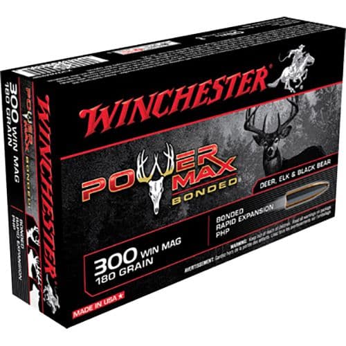 Winchester Ammo X30WM2BP Power Max Bonded 300 Win Mag 180 gr Protected Hollow Point 20 Bx/ 10 Cs Winchester Ammo X30WM2BP Power Max Bonded 300 Win Mag 180 gr Protected Hollow Point 20 Bx/ 10 Cs