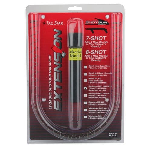 TacStar 1081184 Shotgun Magazine Extension 12 Gauge Remington 870,1100,1187 7rd Black Parkerized Extended TacStar 1081184 Shotgun Magazine Extension 12 Gauge Remington 870,1100,1187 7rd Black Parkerized Extended