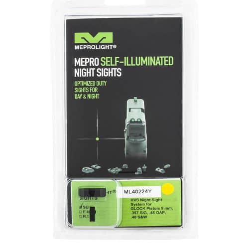 MEPRO USA LLC ML40224Y HVS Fixed Set fits Glock 9, 40 Green w/Yellow Outline Green Black MEPRO USA LLC ML40224Y HVS Fixed Set fits Glock 9, 40 Green w/Yellow Outline Green Black