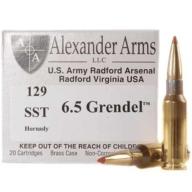 Alexander Arms SST 6.5 Grendel 129 gr Hornady Super Shot Ballistic Tip 20 Per Box Alexander Arms SST 6.5 Grendel 129 gr Hornady Super Shot Ballistic Tip 20 Per Box