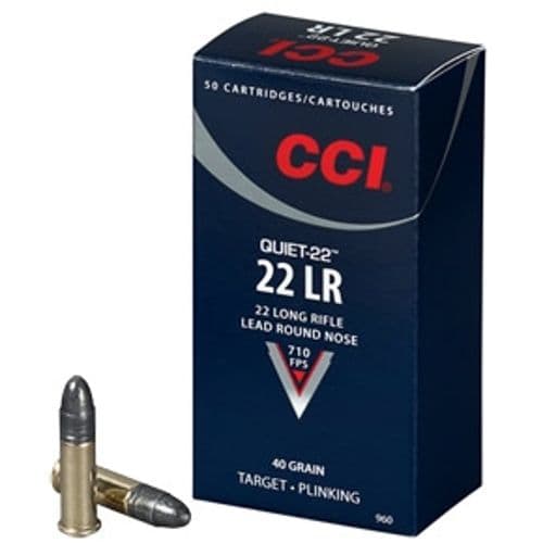 CCI 960 Quiet-22 22 LR 40 gr Lead Round Nose 50 Per Box/ 100 Case CCI 960 Quiet-22 22 LR 40 gr Lead Round Nose 50 Per Box/ 100 Case