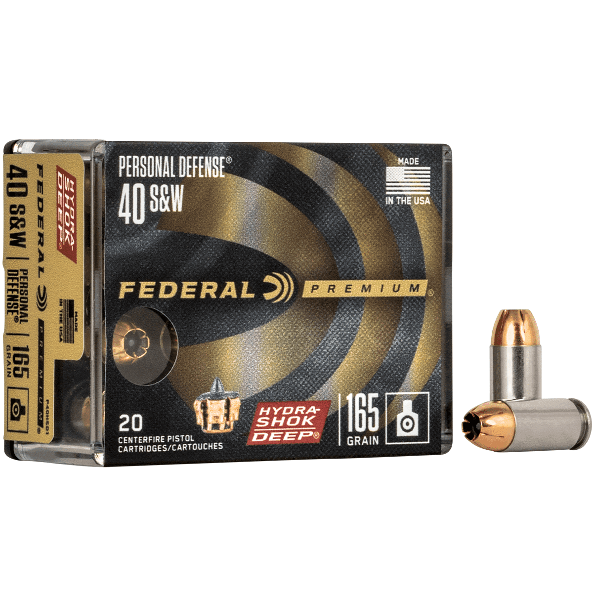 Federal Premium Personal Defense 40 S&W 165 gr Hydra-Shok Deep Hollow Point Handgun Ammo Federal Premium Personal Defense 40 S&W 165 gr Hydra-Shok Deep Hollow Point Handgun Ammo