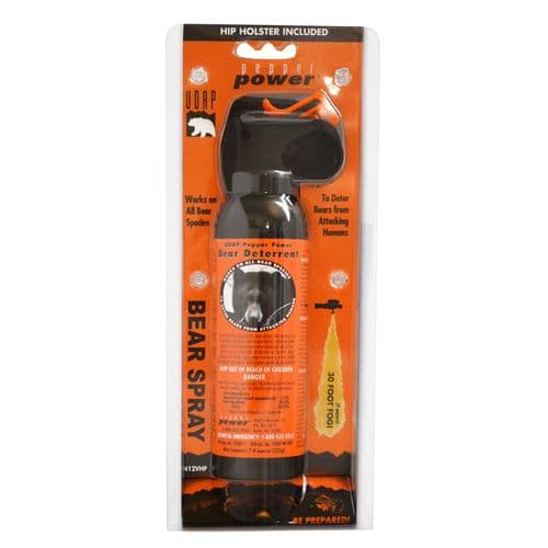 UDAP 12VHP Bear Spray with Hip Holster OC Pepper 30 ft Range UDAP 12VHP Bear Spray with Hip Holster OC Pepper 30 ft Range