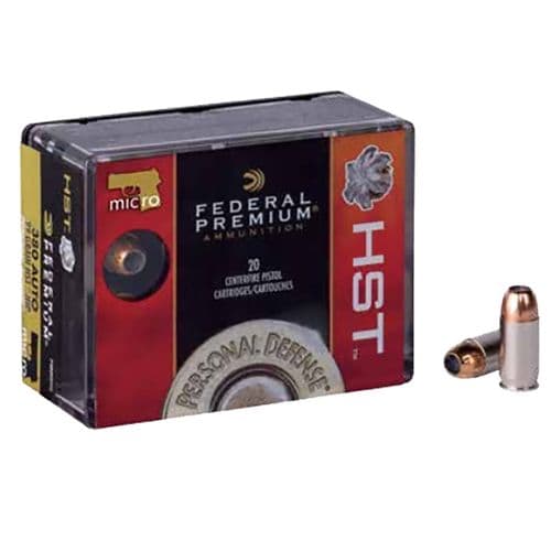 Federal P380HST1S Premium Personal Defense HST Micro 380 ACP 99 gr HST Jacketed Hollow Point 20 Bx/ 10 Cs Federal P380HST1S Premium Personal Defense HST Micro 380 ACP 99 gr HST Jacketed Hollow Point 20 Bx/ 10 Cs