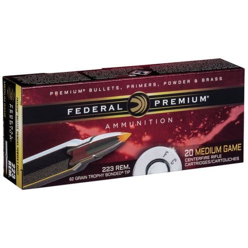 Federal P223TT3 Premium 223 Rem 62 gr Trophy Bonded Tip 20 Bx/ 10 Cs Federal P223TT3 Premium 223 Rem 62 gr Trophy Bonded Tip 20 Bx/ 10 Cs